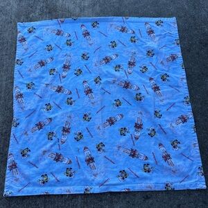 Handmade Curious George Monkey Baby Blanket Astronaut and Rocket 31x31”